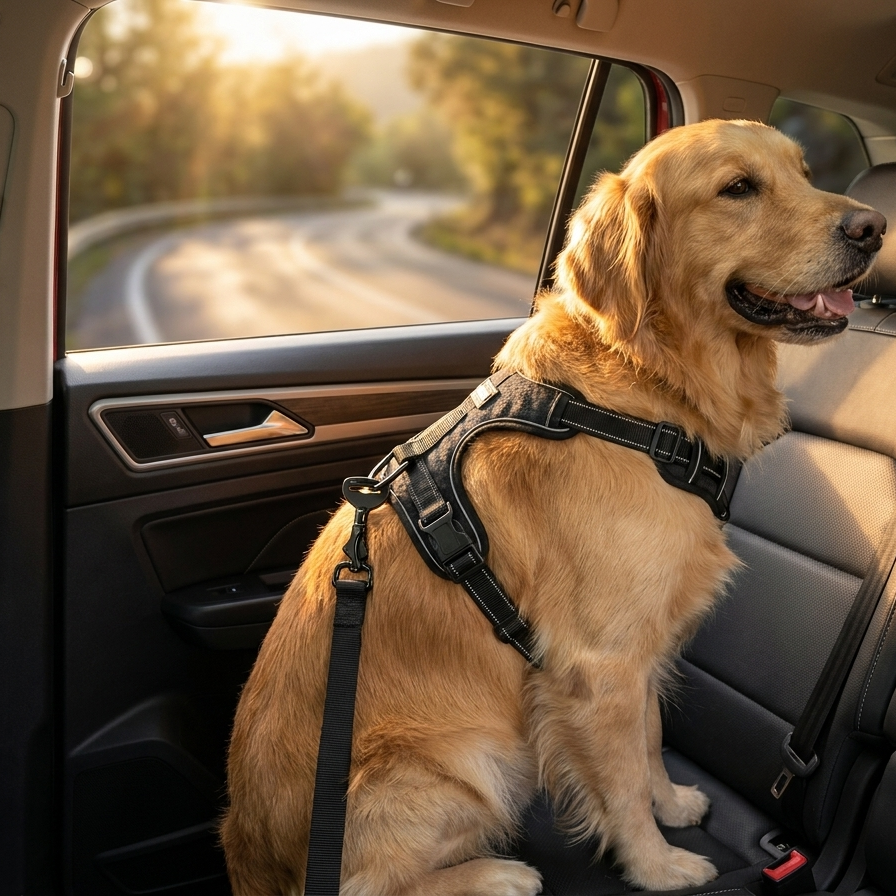 SisiPets™ SecureTravel Pro – Regulowany Pas Bezpieczeństwa dla Psa